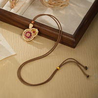 Collier pendentif gourde doré pour femme TANGPEI, en alliage et tissu, avec strass rouges, bijoux de mode
