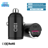 Chargeur de voiture double USB Type-C en métal pour Mini, 60W 48W 40W 38W, avec charge rapide PD 30W QC 18W pour téléphone portable et écouteurs