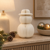 Bonhomme de neige en papier nid d'abeille 3D pliable sur mesure OEM 38x59cm avec chapeau haut de forme, centre de table ou de sol, accessoires de fête, direct usine