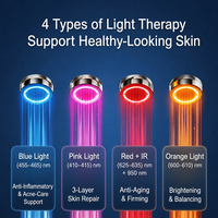 Masque facial LED Photon à usage domestique avec modes de lumière bleue, rose, rouge et orange, 3 niveaux d'intensité, compresse froide pour le contour des yeux et contrôleur filaire