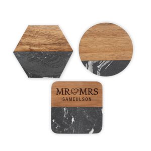 Sous-verres de table de salle à manger de bar avec logo personnalisé bloc de marbre d'acacia tasse à café tampons de tasses à thé résistants à la chaleur tapis et tampons - Product Image 5