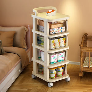 <span class=keywords><strong>Carrito</strong></span> rodante estilo crema: unidad de almacenamiento independiente y móvil para aperitivos, juguetes para bebés y suministros para bebés - Product Image 5