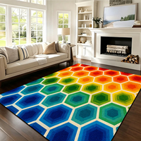 Tapis Artistique Personnalisé à Motif Vague Dégradé et Tourbillon Fluide, Imprimé, Lavable, Tapis de Salon Moderne