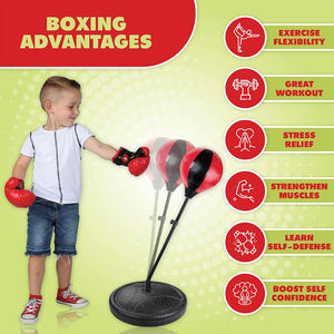 Huiye enfants boxe vitesse jouets balle pour garçon Sport jeu hauteur réglable ensemble de boxe sac de boxe avec fond rond - Product Image 2