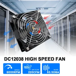 IMROK 120mm High Cfm 120x120x38 Dc Fan 12v 6500RPM 24v 48v 12038 Dc Cooling Fan