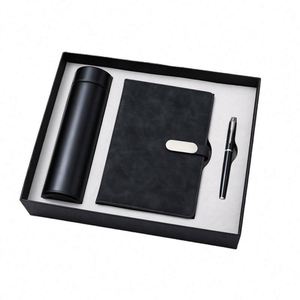Wholesale <b>White</b> PU Leather Notebook Gift Set Customizable Luxury A5 Diary Thermos Cup Note Book Gift Box With <b>Pen</b> and Bottle - Product Image 2