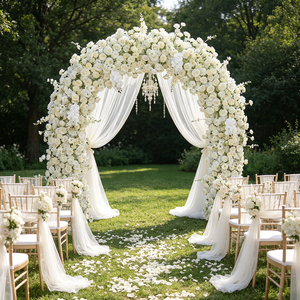 DKB Factory Wholesale Artificial Silk <b>Flower</b> Arch Wedding White Rose Artificial Silk <b>Flower</b> Arch for Wedding & Valentine's Decor - Product Image 1