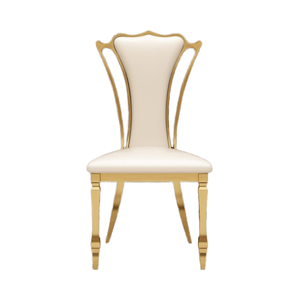 Muebles de comedor de lujo Silla de comedor moderna Silla de boda de cuero blanco dorado de metal de acero inoxidable para hotel - Product Image 4