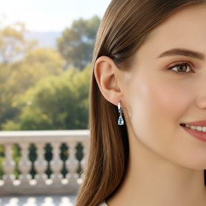 Azuris Fine Dangle Earrings 925 Sterling Silver Drop Stone Style Hecho en Turquía - Product Image 3
