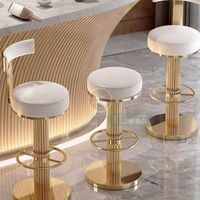 Ensemble de tabourets de bar contemporains de luxe et durables pour hôtel, salon, boîte de nuit, KTV, salle à manger extérieure, structure en métal, revêtement en velours
