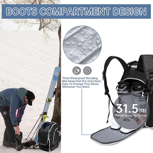 Sac à dos pour chaussures de ski 50L, résistant aux rayures, avec poche pour casque et lunettes, sangle à boucle, fond résistant à l'usure, sangles pour ski et snowboard - Product Image 5