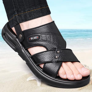 Sandales d'été décontractées pour hommes en cuir véritable, respirantes, antidérapantes, à bout ouvert, avec soutien de la voûte plantaire, au-dessus du genou, pour la plage - Product Image 4