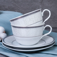 Service à thé de luxe moderne en porcelaine 220cc, 12 pièces, tasses et soucoupes avec design