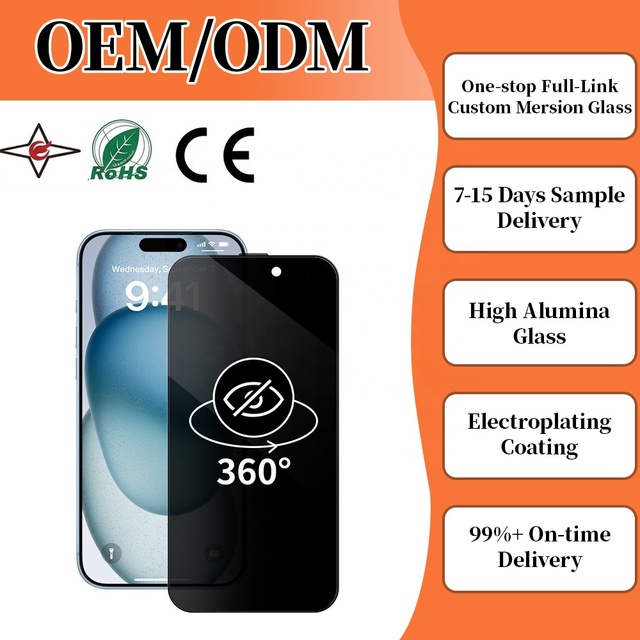 360 Privacy Screen Protector 0.33mm 9H Hardness Naked Film OEM ODM for iPhone 17 16 15 14 13 Pro Max Series