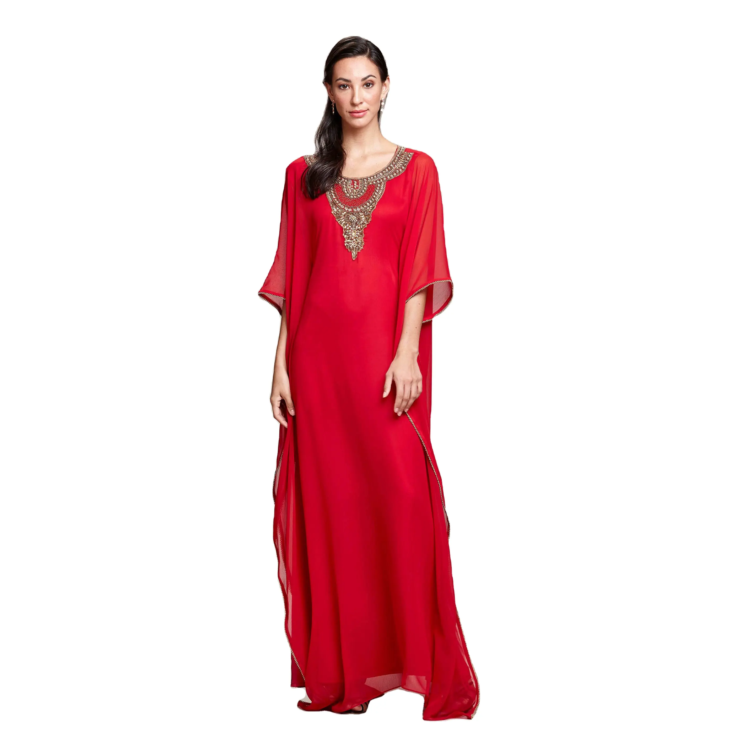 2022 April Dubai Women Plus Size Embroidered Loose Big Hem Print Fashion Casual Dress Kaftan Wholesale Clothes Turkey Dresses
