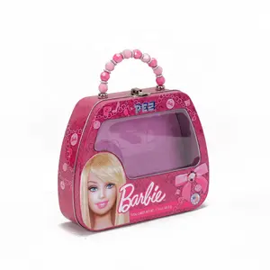 Custom Hinged Lid Cute Tin Lunch Box Metal Can For Kids Pink Lunch Box With Handle