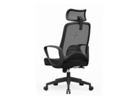 Chaise de bureau ergonomique à dossier haut avec appui-tête 2D, soutien lombaire réglable, maille respirante, noire, avec vérin à gaz