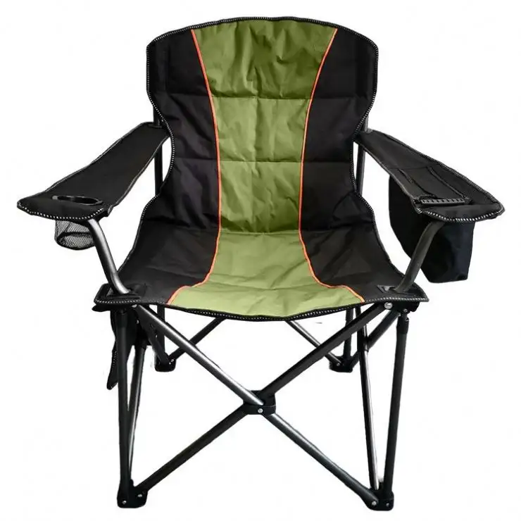 Cadeira dobrável de pesca personalizada de grandes dimensões, suporte resistente, braço acolchoado, cadeira de praia para acampamento ao ar livre