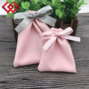Faible MOQ, Pochette de luxe réutilisable en velours, sac anti-poussière personnalisé en tissu doux pour emballage de colliers avec impression de logo - Product Image 1