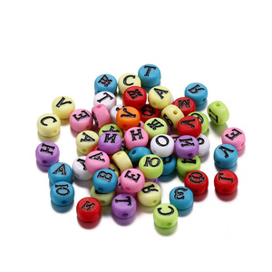 Perles en acrylique lettres et chiffres, carrées, plates, rondes, en vrac, pour la fabrication de bracelets, accessoires de bijoux DIY - Product Image 3