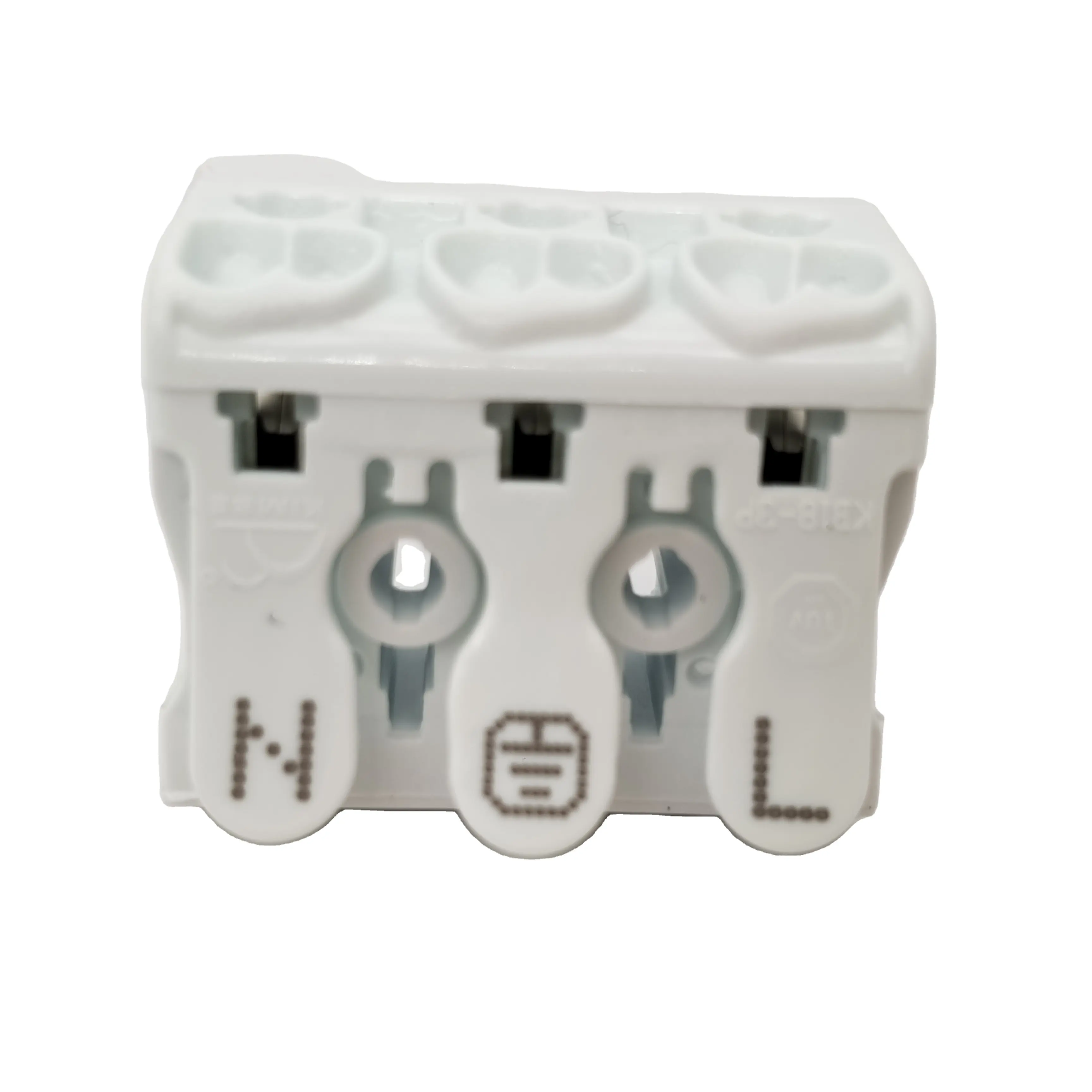 Electrical 3 Pole Crimp Terminals Without Screw Push Button 20-14AWG Wiring Push In Connector KB18-3