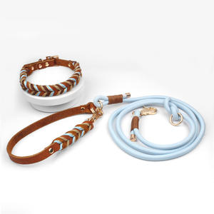 Kingtale-Conjunto de <span class=keywords><strong>Collar</strong></span> y Correa de Cuero Suave para Perro, Correa Duradera con Hebilla de Metal, Transpirable - Product Image 1