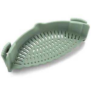 Rice Fruits Spaghetti Pasta Noodle Vegetable Pot Sink Silicone Colander And Snap Clip On Drain Strainer Basket With 2 Clip