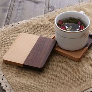 Posavasos de Madera de Haya y Nogal Ecológicos con Logotipo Personalizado, Modernos, Redondos y Cuadrados, de Madera Natural para Bar, Té, Café y Bebidas - Product Image 1