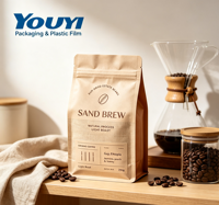 Sacs à café en papier kraft à surface mate avec logo personnalisé, impression en héliogravure de qualité alimentaire, emballages alimentaires écologiques