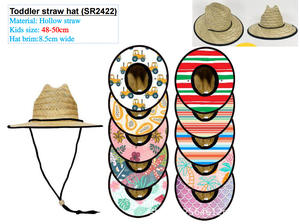 Chapeau de paille naturel en stock avec logo personnalisé acceptable, chapeau de soleil de plage de sauveteur avec doublure à imprimé floral - Product Image 5