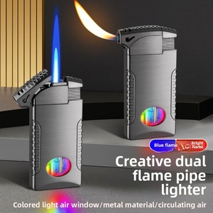 Nuevo Encendedor Inflable de Doble Llama con LED Resistente al Viento, Combustible de Butano, Empaquetado en Caja de Regalo - Regalo para Hombre para Boda/Cumpleaños - Product Image 2
