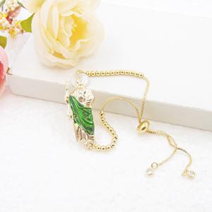 Saint Jude Hope Chain Esmalte verde Milagros Pulsera de eslabones cubanos de oro para Hip Hop Faith 12cm Estilo religioso cristiano ajustable - Product Image 5