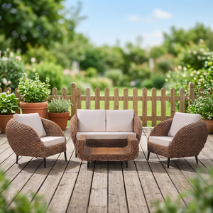Ensemble de meubles en rotin faits main de qualité supérieure, coussins confortables, design élégant, qualité durable, idéal pour le salon, la terrasse et le jardin - Product Image 2