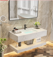 Meuble mural de salle de bain moderne de haute qualité avec évier et poignée, facile à nettoyer, avec robinet et miroir, directement de l'usine