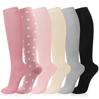 6 paires de chaussettes de compression pour femmes, hommes et adultes, améliorent la circulation, la récupération, respirantes, pour le sport, la course à pied, le cyclisme, les voyages en avion