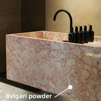 Bao Geli Lavabo sur comptoir en marbre naturel rose de luxe, traité sur mesure, style antique, pour décoration de luxe léger, rose saisonnier
