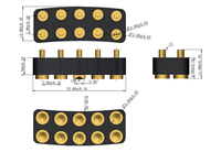 Conector POGO PIN CYXS CYTP10-5-7(11-1.5)F, Paso de 2.54 mm, Ángulo Recto, 10 Pines, Accesorios con Recubrimiento de Oro, PA46 PA9T ISO-9001