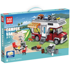 Blocs de construction de camping-car de la série City 2108 pour les enfants de 5 à 7 ans avec plastique ABS et ustensiles de cuisine d'extérieur, jouet d'assemblage - Product Image 5