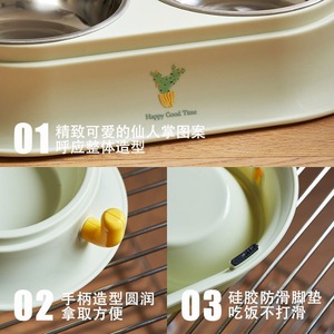 Comedero Doble de Acero Inoxidable para Mascotas con Base Antideslizante para Gatos y Perros, Plato para Comida y Agua - Product Image 4