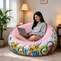 Canapé gonflable floqué portable d'extérieur, chaise longue gonflable pliable avec imprimé graffiti pour le camping et la maison