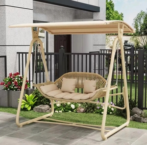 Balançoire de jardin double intérieure/extérieure de style moderne avec panier suspendu <span class=keywords><strong>hamac</strong></span> de patio <span class=keywords><strong>en</strong></span> fer pour chambre, balcon et cour - Product Image 6