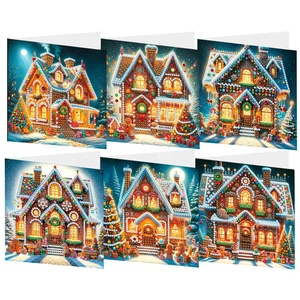 XIXI 5D Diamantmalerei DIY Acryl Frohe Weihnachten Weihnachtsmann Grußkarten Mosaik-Kunsthandwerk Postkarten Feiertagsgeschenke - Product Image 2