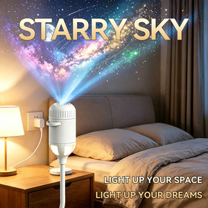 Lampe de chevet 2-en-1 moderne et populaire en forme de champignon pour chambre d'enfant, avec focale réglable, mini décoration ciel étoilé USB Galaxie - Product Image 3