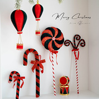 Nouvelle Décoration de Noël en Velours Doux Rouge et Vert, en forme de Canne, Bonbon, Tambour ou Arbre de Noël, Pendentif, Accessoires de Photographie, Chine