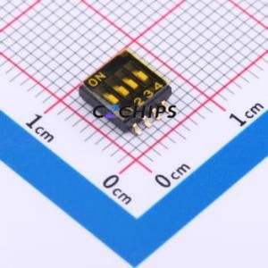 YDF04ES DIP Switch SMD-8P,6.2x6.2mm Switch ( Number of Switch Sections: 4 )( Lead Spacing: 1.27mm )( Color: Black ) - Product Image 1