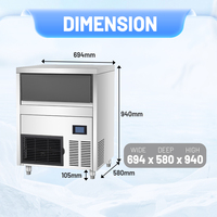 Machine à glace commerciale à haute productivité 67KG glace en forme de croissant 24 heures facile à utiliser compresseur de réservoir d'eau pompe à eau usage domestique