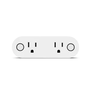 Tomada Dupla WiFi EUA Trabalhar com Alexa e Google Home Controle de Voz Dupla WiFi Plug Tuya WiFi Smart Plug 16A