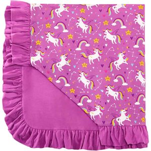 Manta de Bebé al por Mayor, de Forro Polar, con Estampado de Unicornio Morado, de Peso Medio, para Cuna de Niña - Product Image 1