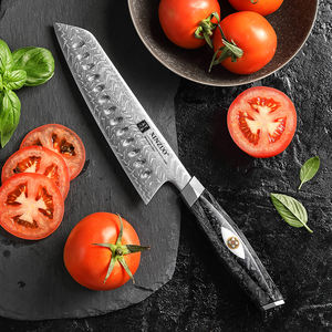 XINZUO roman tasarım <span class=keywords><strong>M390</strong></span> şam çelik mutfak dilimleme bıçakları dayanıklı siyah karbon Fiber reçine kolu Santoku bıçak - Product Image 3