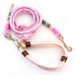 Conjunto de Correa y collar de perro trenzado de nailon multiusos ajustable de lujo <span class=keywords><strong>Elizabeth</strong></span> Cuerda gratis personalizada para perros y cachorros - Product Image 2